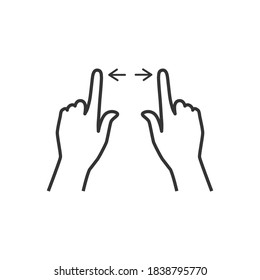 Gesture Symbol einzeln auf weißem Hintergrund Touch, klicken Sie, Zeiger, Cursor. Zeiger mit dem Finger, zoomen Sie ein, zoomen Sie heraus. Handzeichen und Gesten-Symbole gesetzt. Vektorgrafik.