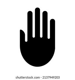 Man Hand Gesture Icon Isolated on White Background Silhouette Vector Illustration of Human Hand. Stop, Ban, Block Sign. Do Not Touch Symbol. Prohibition Sign