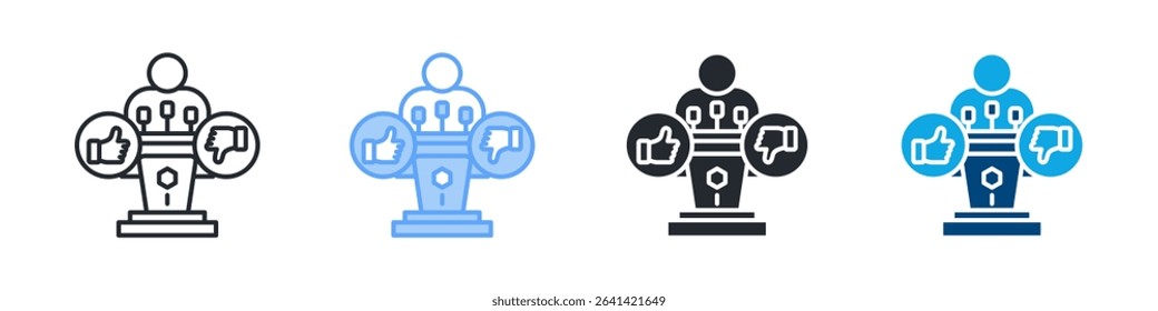 Gesture Icon Set Multiple Style. Design In Outline, Blue, Glyph, Dualtone