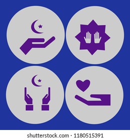 gesture icon. gesture vector icons set heart hand, prayer hands, hand islam sign and hands islam sign