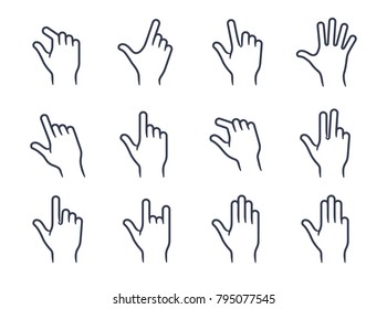 Gesture icons for mobile applications. User interface gesture icon set.