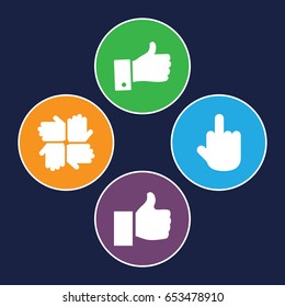 Gesture icons set. set of 4 gesture filled icons such as middle finger, thumb up