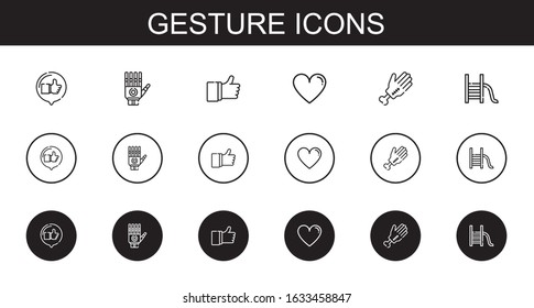 gesture icons set. Collection of gesture with like, hand, slide. Editable and scalable gesture icons.