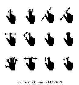 Gesture Icons Set for Mobile Touch Devices. Vector illustration