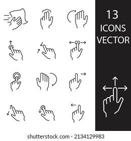 Juego de iconos de gesto. Símbolo de paquete de gestos elementos vectoriales para web infográfica