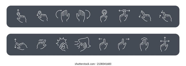 Juego de iconos de gesto. Símbolo de paquete de gestos elementos vectoriales para web infográfica