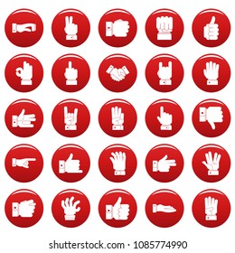 Gesture icons set. Simple illustration of 25 gesture vector icons red isolated