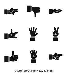 Gesture icons set. Simple illustration of 9 gesture vector icons for web