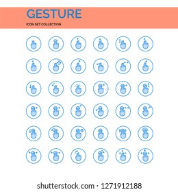 Gesture Icons Set. UI Pixel Perfect Well-crafted Vector Thin Line Icons. The illustrations are a vector.