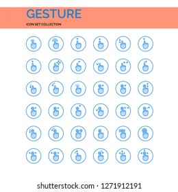 Gesture Icons Set. UI Pixel Perfect Well-crafted Vector Thin Line Icons. The illustrations are a vector.