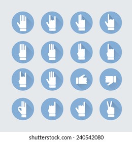 Gesture Icons with Shadow, Hands Collection 