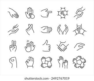 Gesture Icons - Vector Line. Editable Stroke.