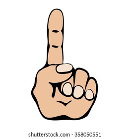 The gesture of the index finger. Cartoon.