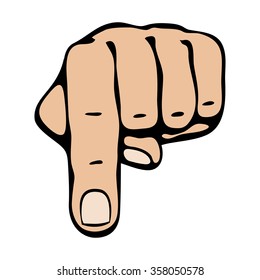 The gesture of the index finger. Cartoon.