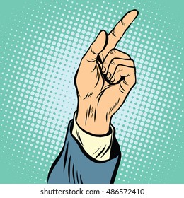 gesture Index finger direction pop art retro vector