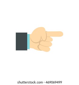 Gesture with index finger icon in flat style isolated on white background. Gestural symbol