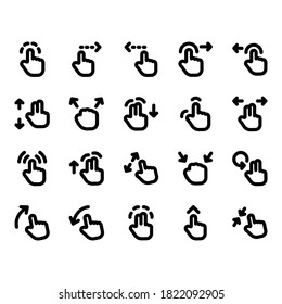 Juego de iconos de línea de gesto . Pulse, Toque, Pulse, Icono de arrastre - Ilustración vectorial
