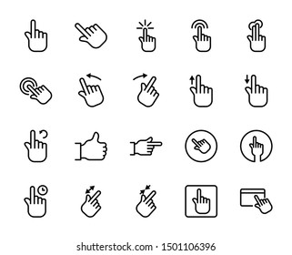 Gesture line icon set. Collection of vector symbol in trendy flat style on white background.Web sings for design.