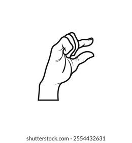 Gesture a little bit sign. Stylized hand with thumb and forefinger extended in parallel Icon, Vector illustration making a less signal by hand