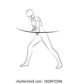 Gesture of Male Archer Black and White Line Art