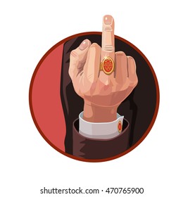 The gesture of the middle finger up 