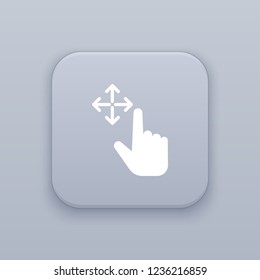 Gesture movement gray vector button with white icon on gray background
