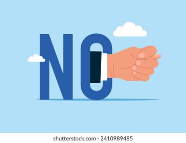 Eine Geste der negativen Entscheidung, Missbilligung. Die Handgeste zeigt einen Feigenbaum. Die menschliche Hand. Flache Vektorgrafik
