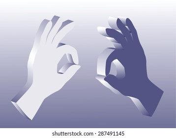 gesture OK (all right), 3d vector