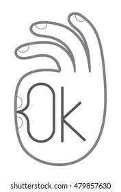 Gesture OK. Hand symbol. Vector illustration. Isolated on white background