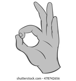 Gesture okay icon in black monochrome style isolated on white background. Gestural symbol. Vector illustration