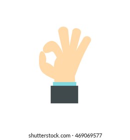 Gesture okay icon in flat style isolated on white background. Gestural symbol