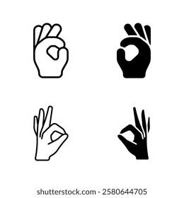 Gesture okay icon set color editable