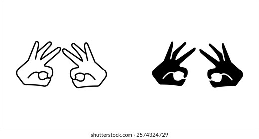 Gesture okay line and glyph icon set. vector illustration, pictogram isolated on white background. color editable 
