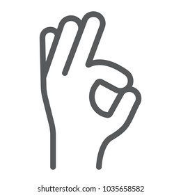 Gesture okay line icon, e commerce and marketing, best choice sign vector graphics, a linear pattern on a white background, eps 10.