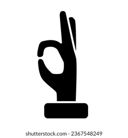 Gesture okay solid icon, hand gestures concept, ok hand symbol sign on white background, approval hand icon in glyph style for mobile concept and web design. Vector graphics
