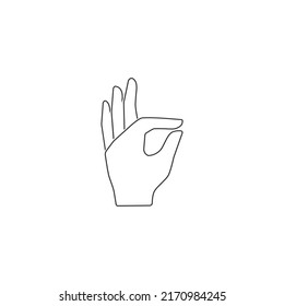 Gesture okay solid line icon. Ok hand gesture vector illustration isolated on white. Yes symbol glyph style design, designed for web flat sign