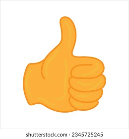 Gesture Okay or thumb up Large size of yellow emoji hand vector flat illustration on white background..eps