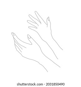 A gesture with open arms, Line vector drawing, a gesture of welcome