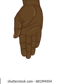 Gesture open palm. Black Hand gives or receives. Vector illustration on white background. Empty space for advertising.