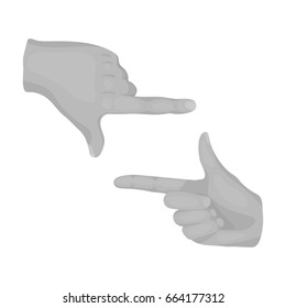 Gesture of the operator.Making movie single icon in monochrome style vector symbol stock illustration web.