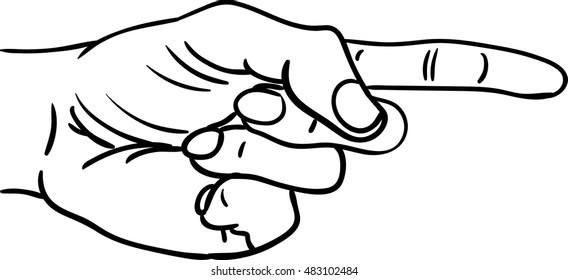 Gesture Point The Finger. Forefinger Hand. Vector Outline. Pointing Finger