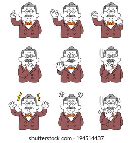 Gesture and pose of nine men of wealthy