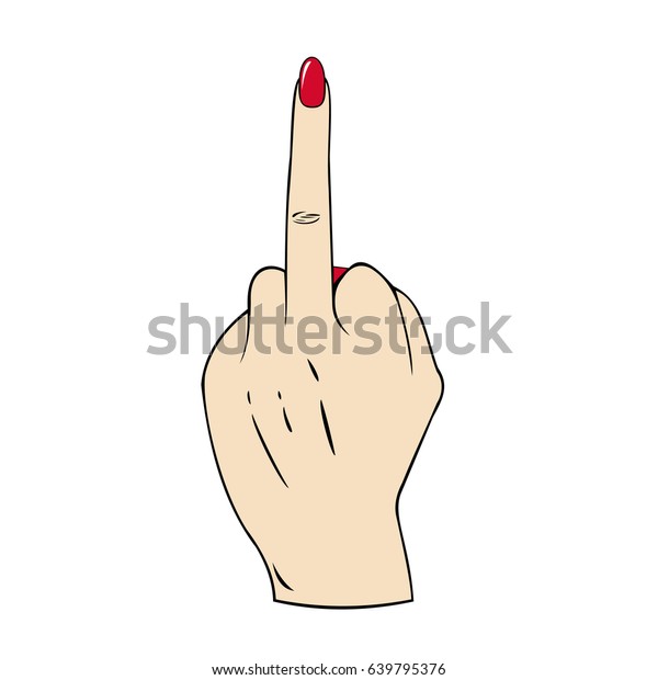 身ぶり 失礼なサイン 中指を上にした女性の手 白い背景にスケッチスタイルのベクターイラスト 手で攻撃信号を出す 離せ のベクター画像素材 ロイヤリティフリー 639795376
