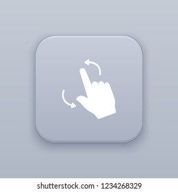 Gesture screen twist gray vector button with white icon on gray background