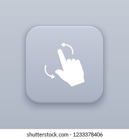 Gesture screen twist, Gesture screen rotation, gray vector button with white icon on gray background