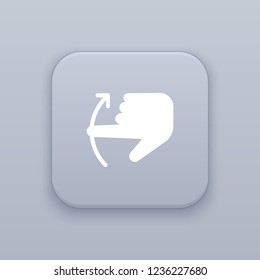 Gesture scrolling up gray vector button with white icon on gray background