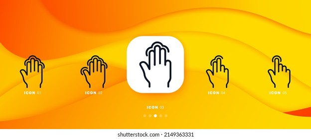 Gesture set. Hold on the screen with your finger. Fast file handling. Set of icons for presentations or web pages.