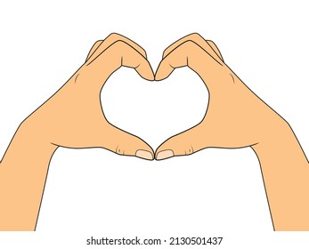 Gesto en forma de corazón. Ilustración del vector aislada en fondo blanco