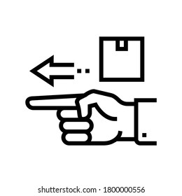 gesture show delivery direction line icon vector. gesture show delivery direction sign. isolated contour symbol black illustration