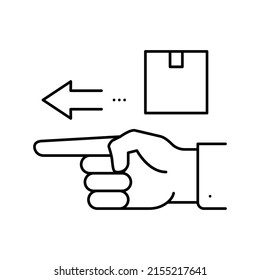 gesture show delivery direction line icon vector. gesture show delivery direction sign. isolated contour symbol black illustration